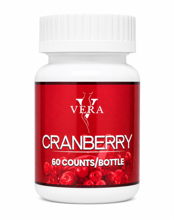 Premium cranberry supplement capsules (60 count) rich in antioxidants to support urinary tract and bladder health.