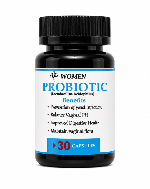 Daily oral probiotic capsules (30 count) formulated to support vaginal microflora, urinary wellness, and gut health.